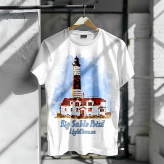 Big Sable Point Lighthouse Watercolor - Michigan T-Shirt