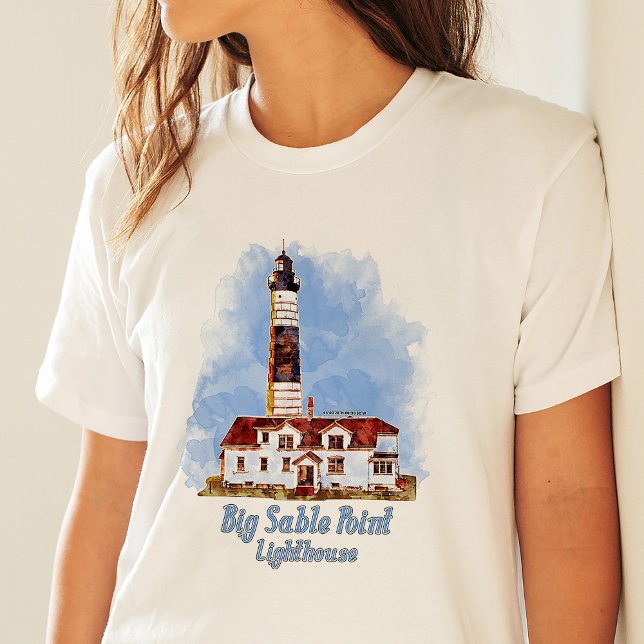 Big Sable Point Lighthouse Watercolor - Michigan T-Shirt (Creator Uploaded)