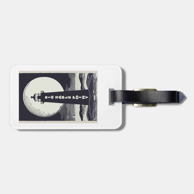 Big Sable Point Michigan Lighthouse Moon Luggage Tag (Back Horizontal)