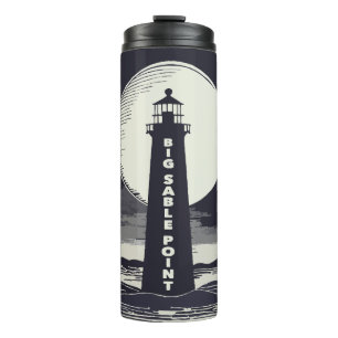 Big Sable Point Michigan Lighthouse Moon Thermal Tumbler