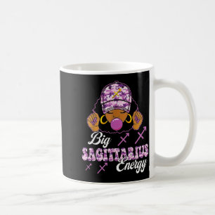 Big Sagittarius Energy Afro Girl With Purple Camou Coffee Mug