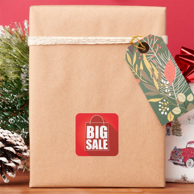 Big Sale Red Retail Bag Design Square Sticker (Creator Uploaded)