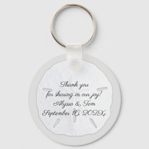 Big Sand Dollar Personalised Wedding Favour Key Ring