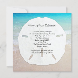 Big Sand Dollar Seaside Vow Renewal Invitation