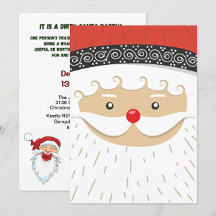 Big Santa Face Dirty Santa Gift Exchange Party Invitation