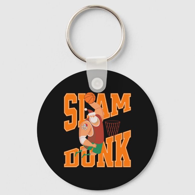 Big Santa Slam Dunk Basketball Christmas  Key Ring (Front)