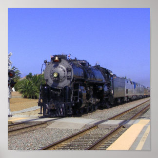 Big Sante Fe Locomotive at Poinsettia Poster