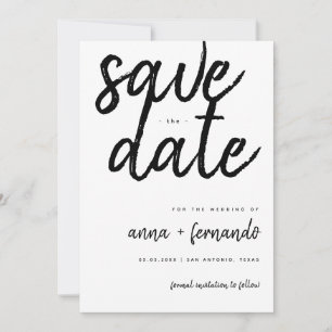 Big Script Black and White Wedding Save the Date Invitation