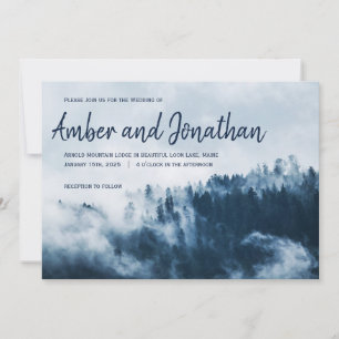 Big Script Winter Mountains Wedding Invitation