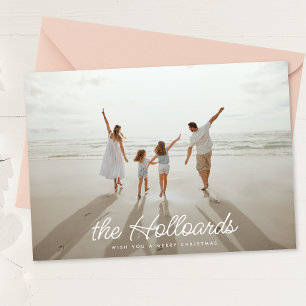 Big Script Your Custom Name Christmas 5 Photo Holiday Card