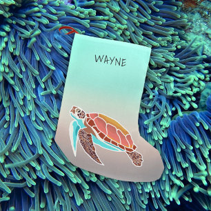 Big Sea Turtles Sea Foam Christmas Stocking