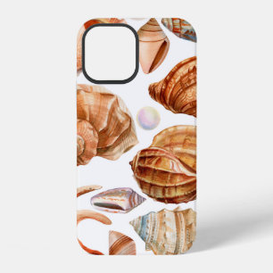 big set of seashells on an isolated white backgrou iPhone 12 case