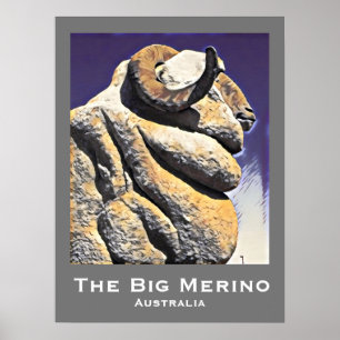 Big sheep big Merino Australian retro travel print