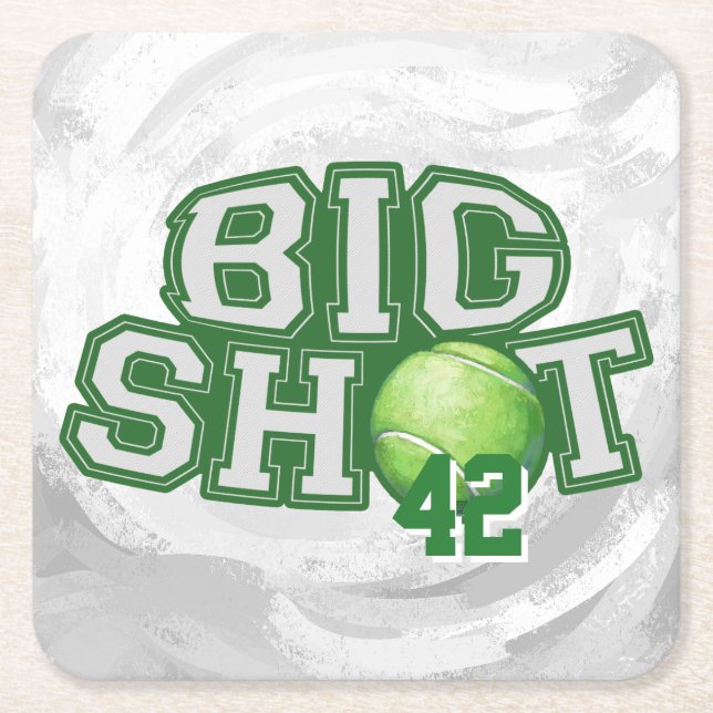 Big Shot Tennis Ball Square Paper Coaster (Front)