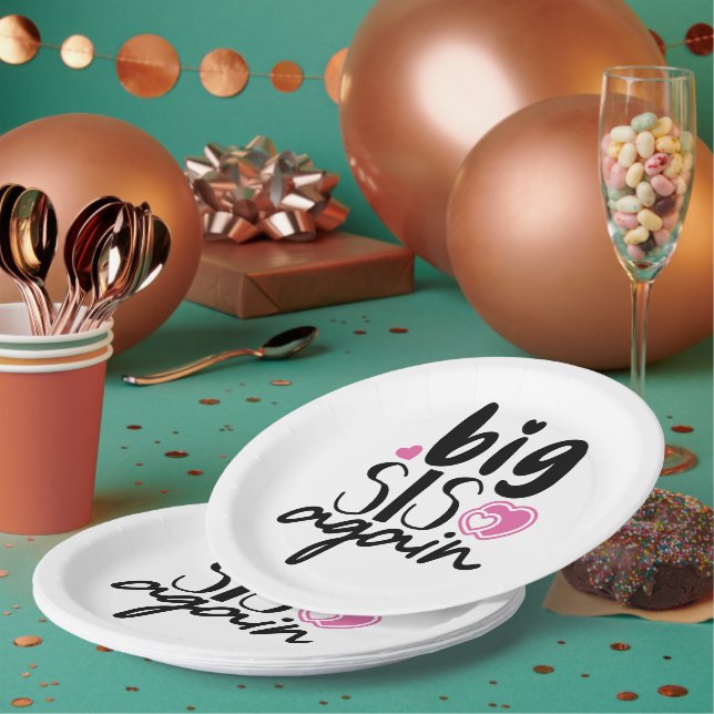 Big Sis Again Paper Plate (Multi)