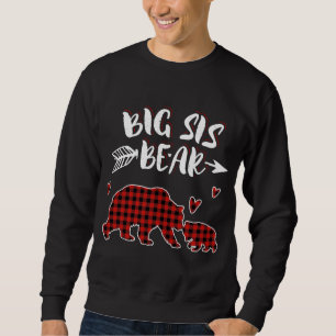 Big Sis Bear Xmas Red Plaid Matching Family Christ Sweatshirt