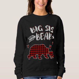 Big Sis Bear Xmas Red Plaid Matching Family Christ Sweatshirt