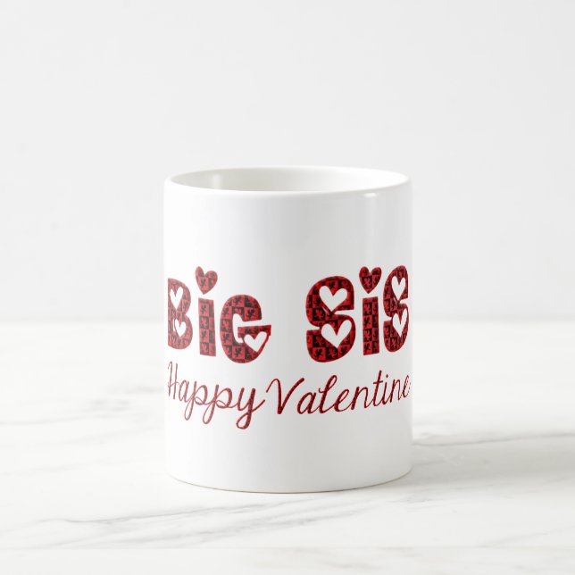 Big Sis Happy Valentine Cute Cupid Typography Coffee Mug (Center)
