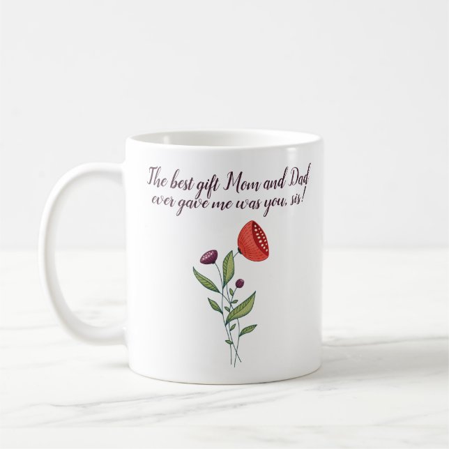 Big Sis Little Sister Sweet Quote Wild Flowers Coffee Mug (Left)