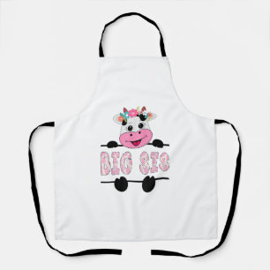 Big Sis Of The Birthday Girl Cow Sister Family Par Apron