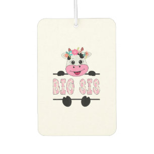 Big Sis Of The Birthday Girl Cow Sister Family Par Car Air Freshener