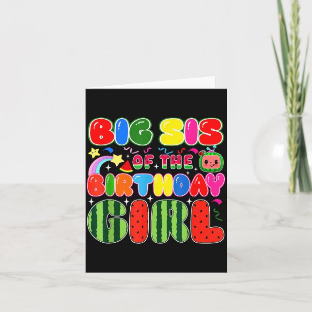 Big Sis Of The Birthday Girl Melon Family Matching Card (Front)