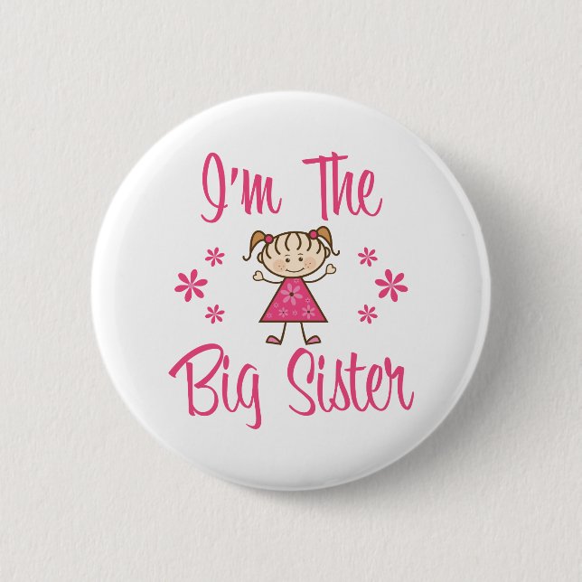 Big Sis Pink Girl 6 Cm Round Badge (Front)