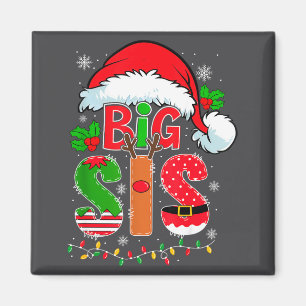 Big Sis Santa Hat New Big Sister Announcement Xmas Magnet