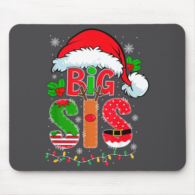 Big Sis Santa Hat New Big Sister Announcement Xmas Mouse Mat (Front)