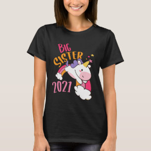 Big Sister 2021 Unicorn Rainbow  Sisters Unicorns T-Shirt
