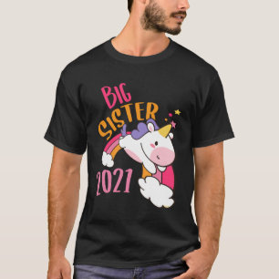 Big Sister 2021 Unicorn Rainbow  Sisters Unicorns T-Shirt