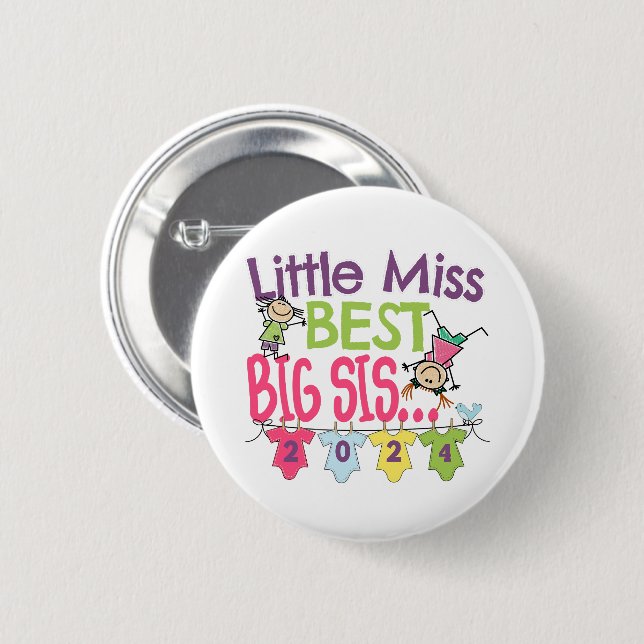 Big Sister 2024 - Little Miss Best Big Sis 6 Cm Round Badge (Front & Back)