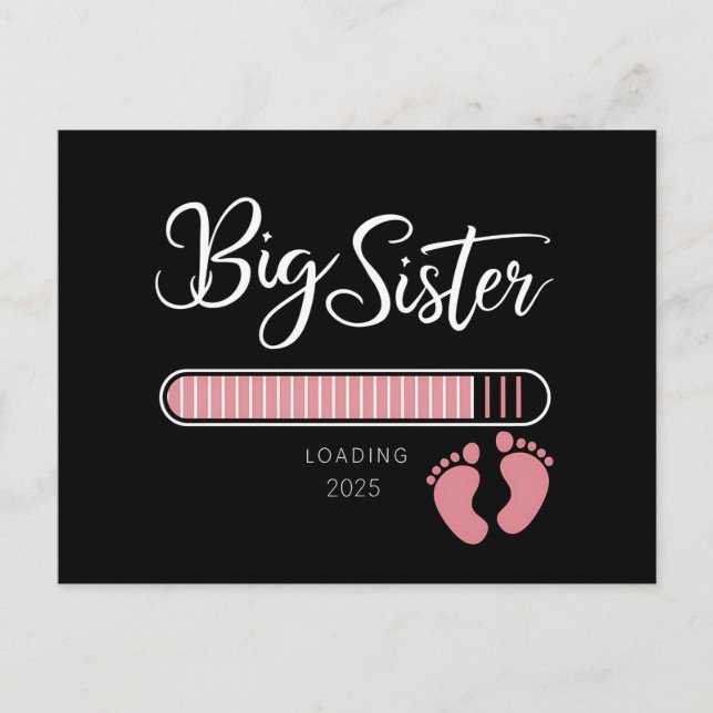 Big Sister 2025 Loading Pregnancy Announcement  Postcard (Front)