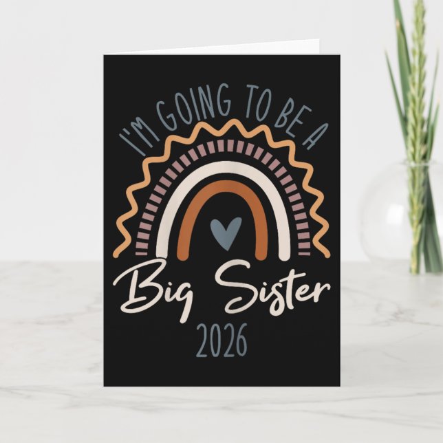 Big Sister 2026 Girls Rainbow Big Sis Sibling  Card (Front)