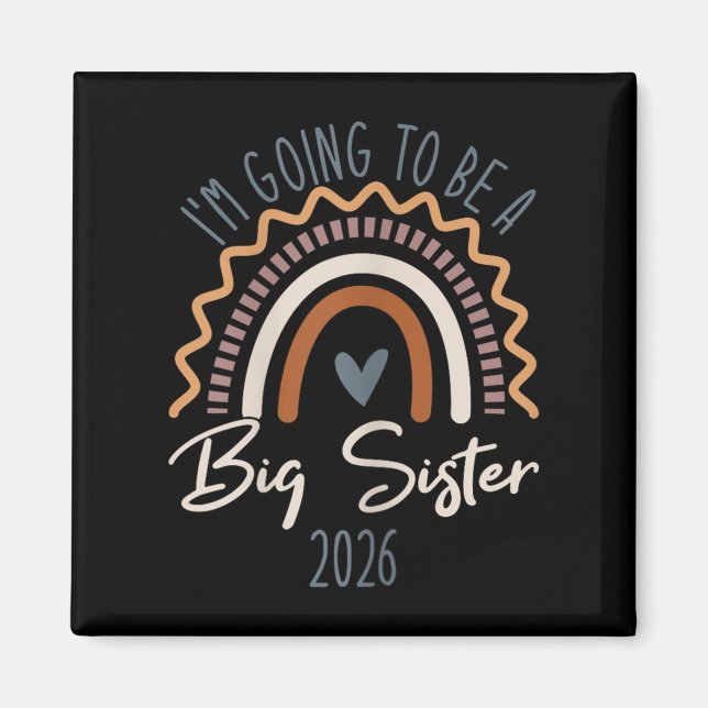 Big Sister 2026 Girls Rainbow Big Sis Sibling  Magnet (Front)