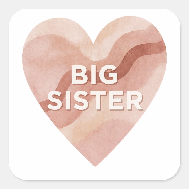 Big Sister Abstract Heart Sticker – Sibling Gift (Front)