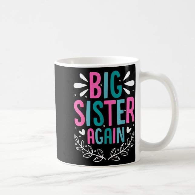 Big Sister Again Girls Sibling Announcement Funny  Coffee Mug (Right)