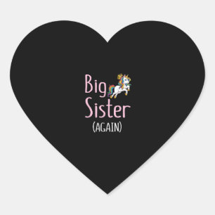 Big Sister Again Unicorn Girls Kids Big Sister Ann Heart Sticker