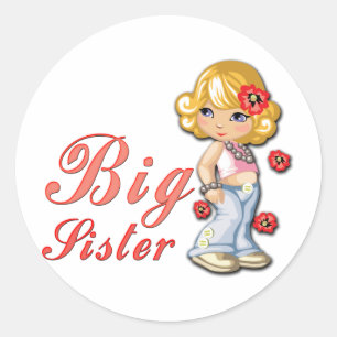 Big Sister and Flowers Classic Round Sticker