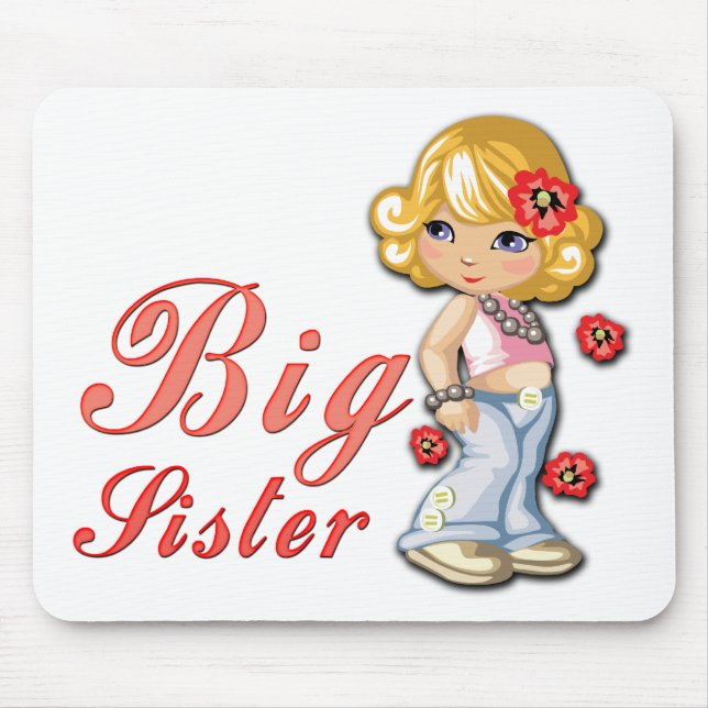 Big Sister and Flowers Mouse Mat (Front)