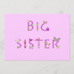 Big Sister Announcement, butterflies & flowers Announcement