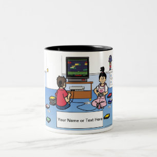Big Sister, Aunt, Babysitter - 1 Boy, 1 Girl Toon Two-Tone Coffee Mug