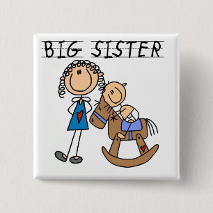 Big Sister Baby Brother T-shirts and Gifts 15 Cm Square Badge