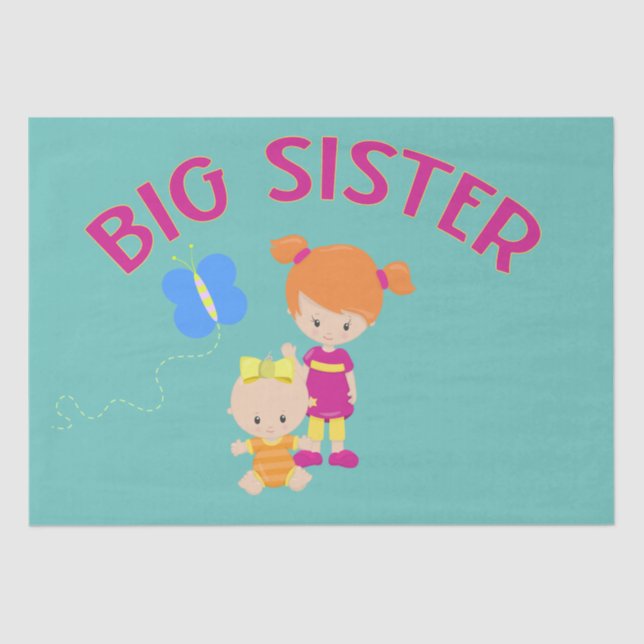 Big Sister Baby Sister with Butterfly Gift  Tissue Paper (Front)