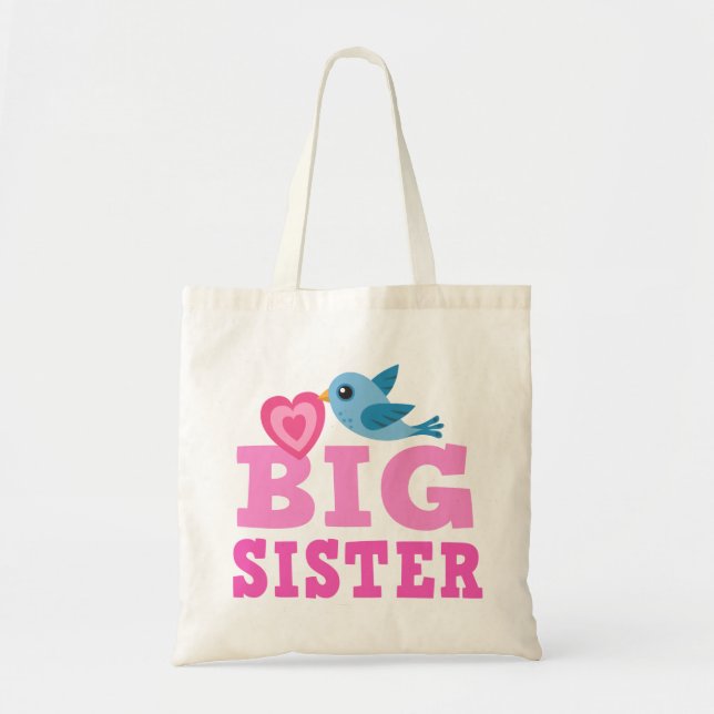 Big sister bag with cute cartoon bird and heart (Front)