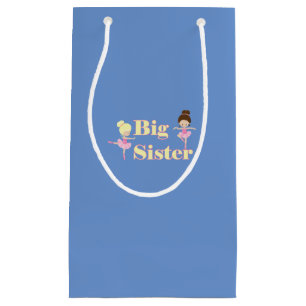 Big Sister Ballerina Sibling Blue  Small Gift Bag