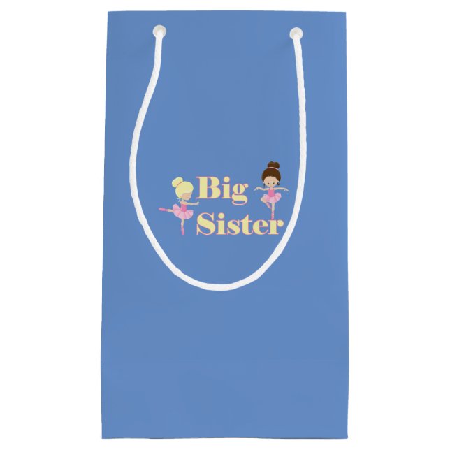 Big Sister Ballerina Sibling Blue  Small Gift Bag (Front)