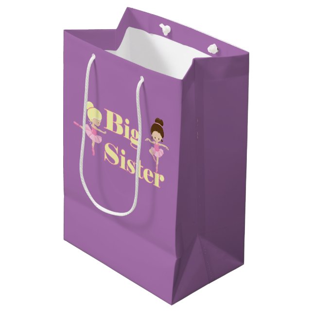 Big Sister Ballerina Sibling  Medium Gift Bag (Front Angled)