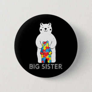 Big Sister Bear Autism Awareness Love Support Mum 6 Cm Round Badge