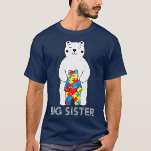 Big Sister Bear Autism Awareness T Shirt ve Mum